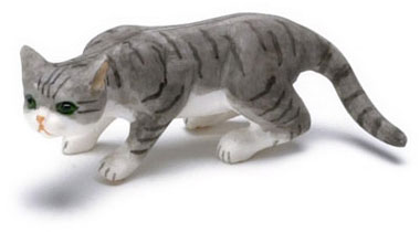 Dollhouse Miniature Cat, Grey